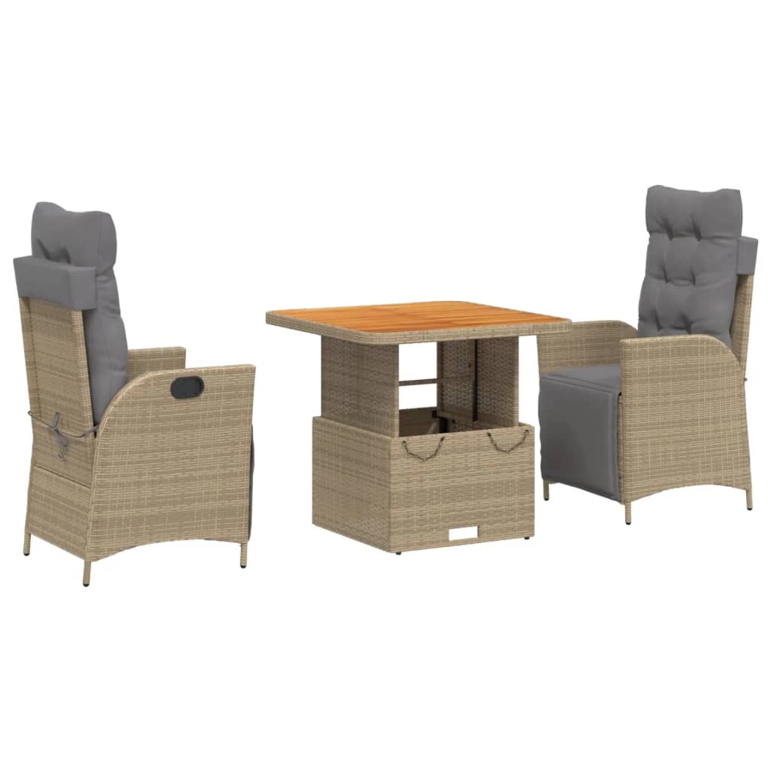 vidaXL 3-Tlg Garten-Essgruppe mit Kissen Beige Poly Rattan 3277483 günstig online kaufen