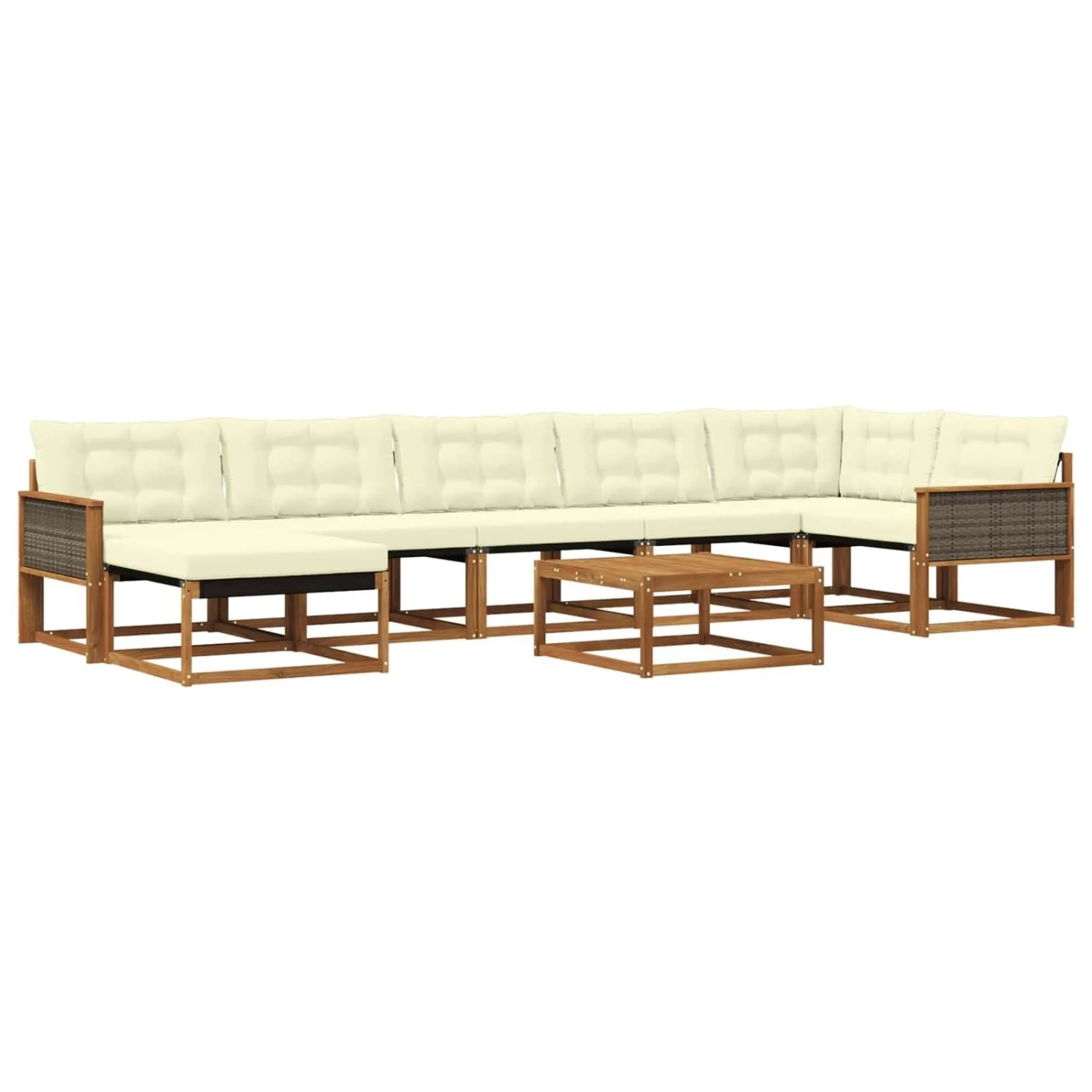 vidaXL Outdoor-Sofagarnitur 8 Stk Natur und Creme Massivholz Akazie 3381578