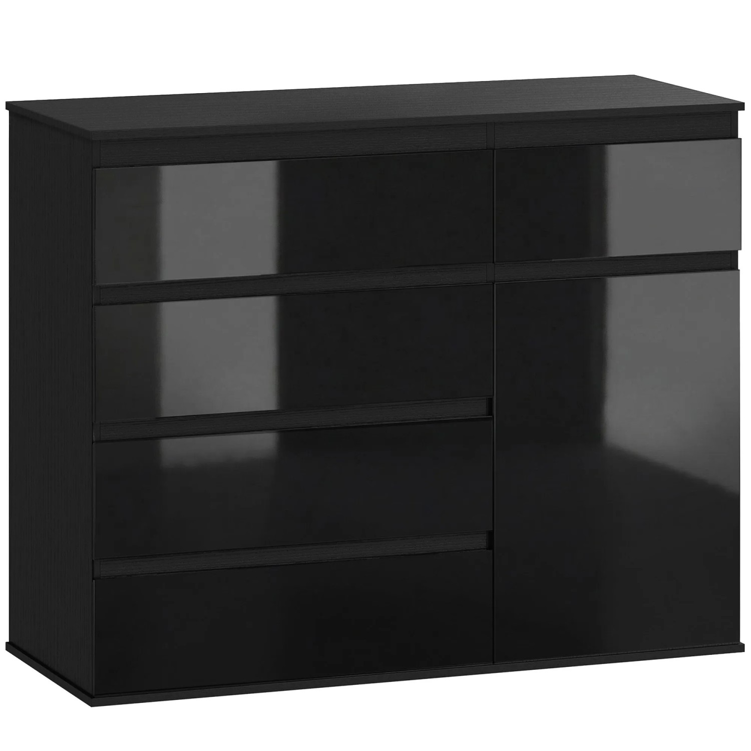HOMCOM Sideboard Spanplatte MDF 100L x 40B x 80H cm Schwarz