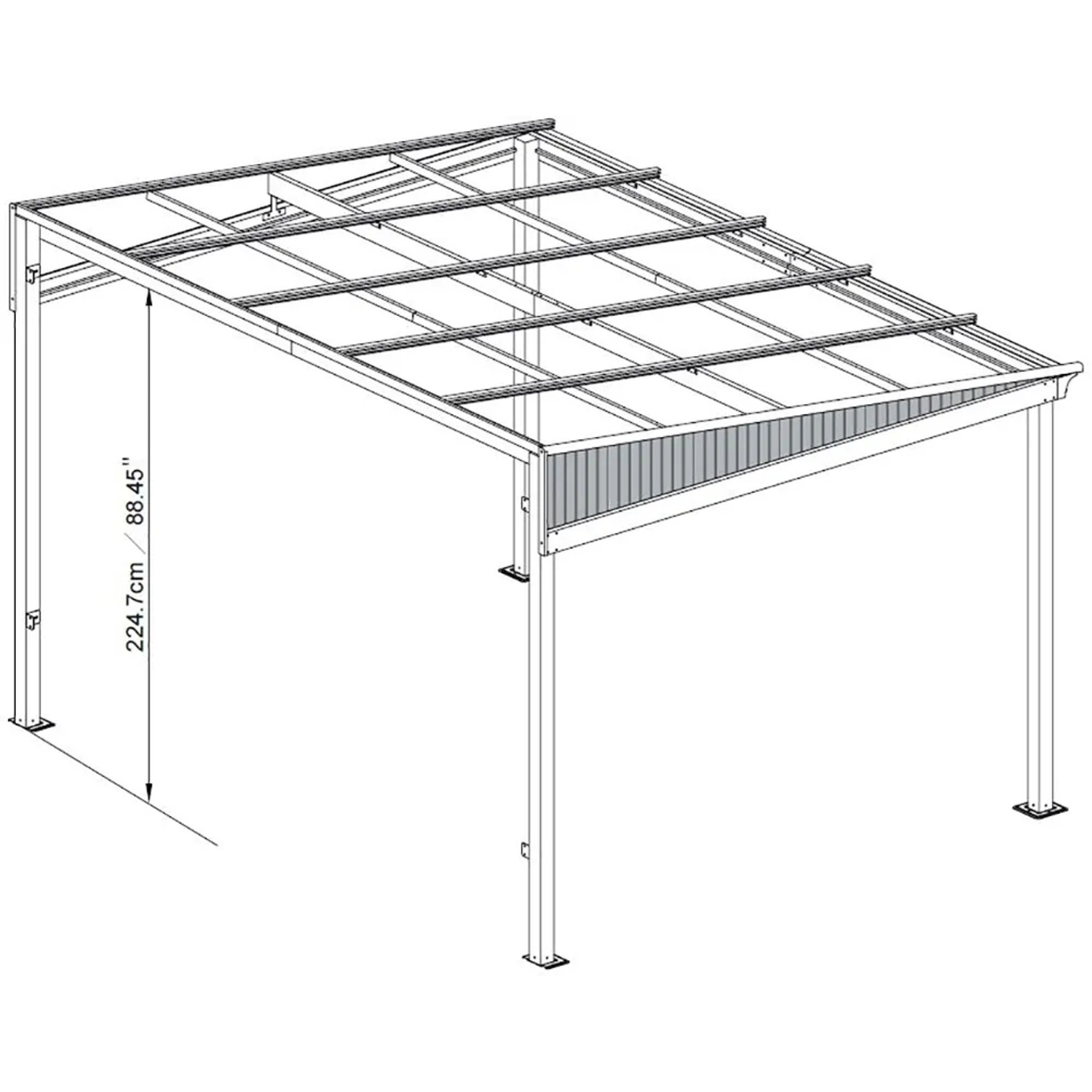 Sojag Terrassenüberdachung St. Barth Anthrazit, 296x424 cm, Aluminium Konstruktion.