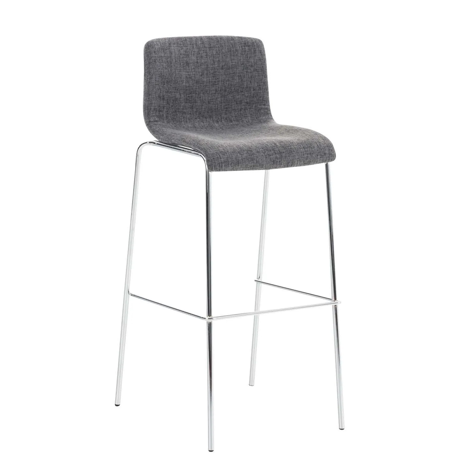 DELUKE Barhocker TENAR Stoff Hellgrau 43x48x100cm Silber Barstuhl Mit Lehne Tresenhocker Tresenstuhl