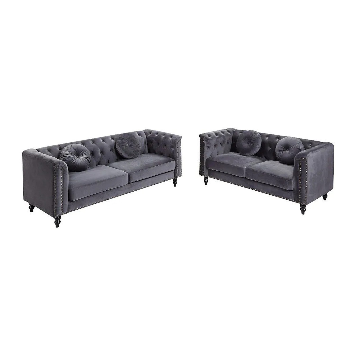 Vente-unique Couchgarnitur Turner Anthrazitgrau 163 cm  190 cm