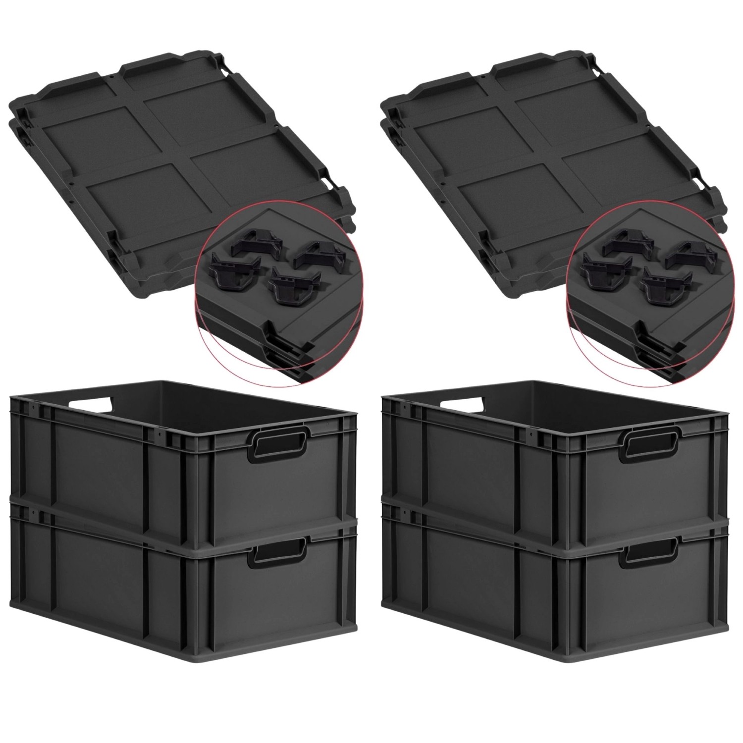 PROREGAL SuperSparSet 4x Eurobox Nextgen Color Mit Auflagedeckel HxBxT 22x4 günstig online kaufen