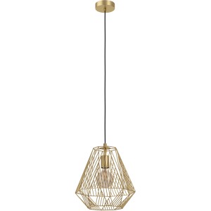 Eglo Pendelleuchte Stype, 1-flammig, Ø 36 cm, Messing gebürstet, mit Gitterstruktur.