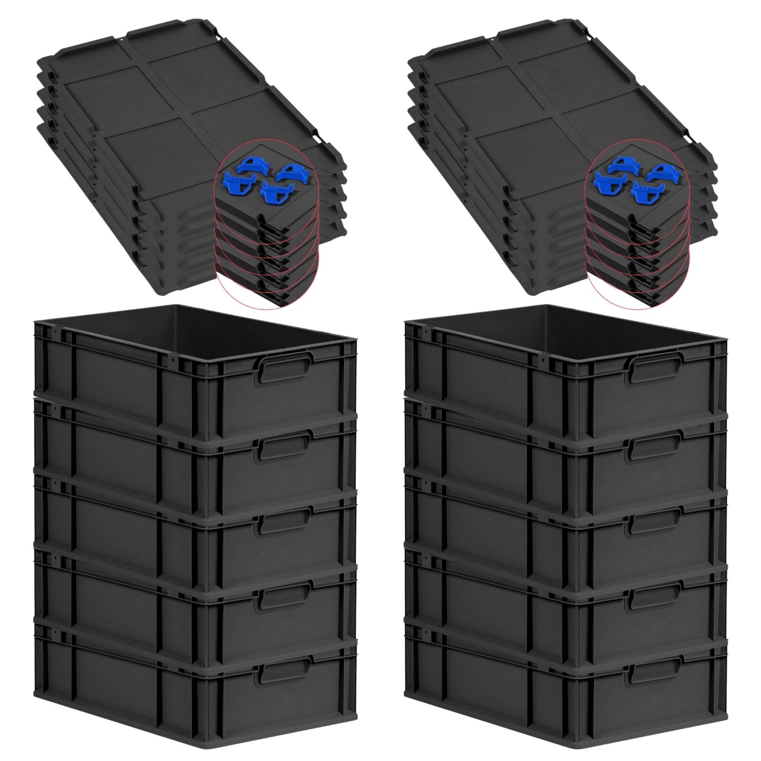 PROREGAL SparSet 10x Eurobox Nextgen Grip Mit Auflagedeckel Und Blauen Vers günstig online kaufen
