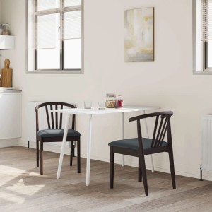 vidaXL Esszimmerstuhl 2 Stk Hellbraun und Schwarz Solides Gummiholz 42020394