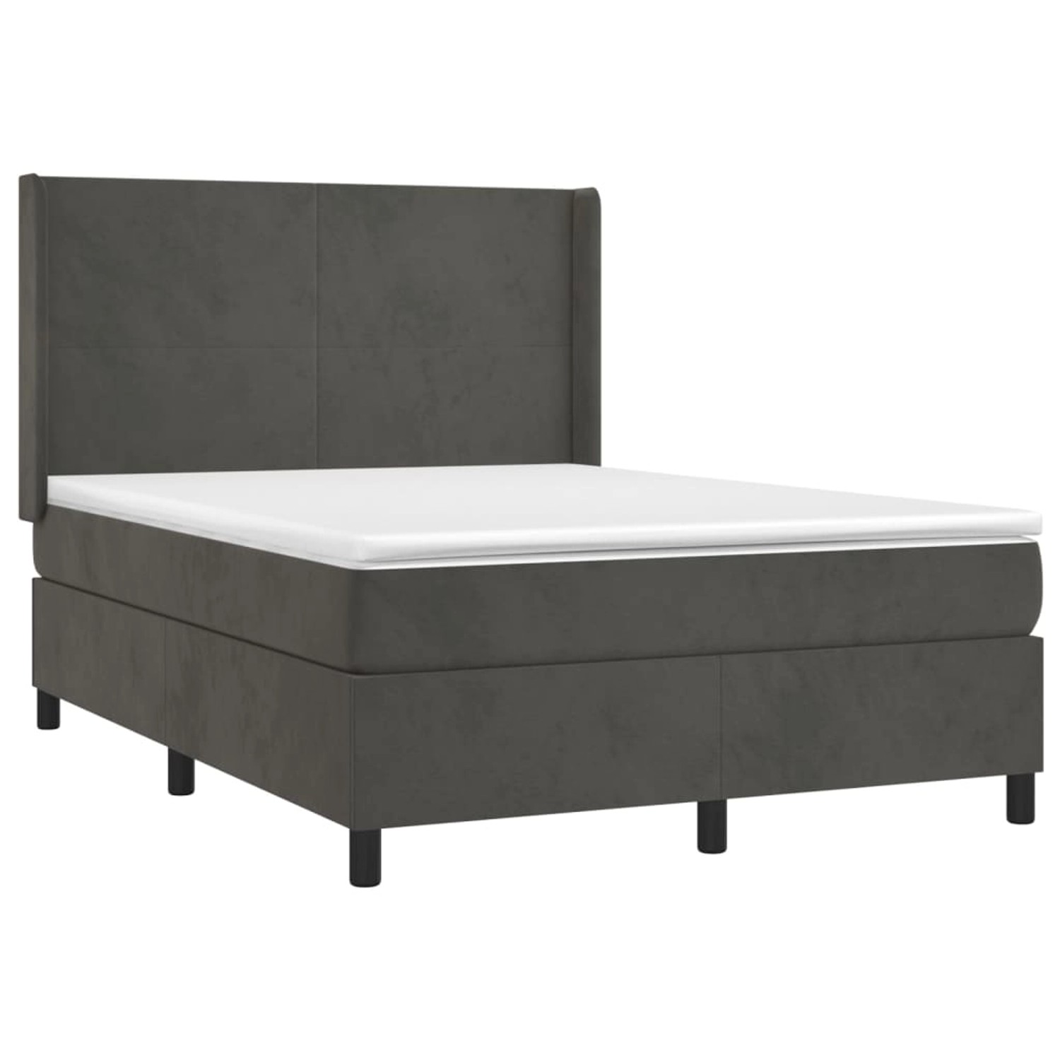 vidaXL Boxspringbett mit Matratze & LED Dunkelgrau 140x200 cm Samt 3139446 günstig online kaufen