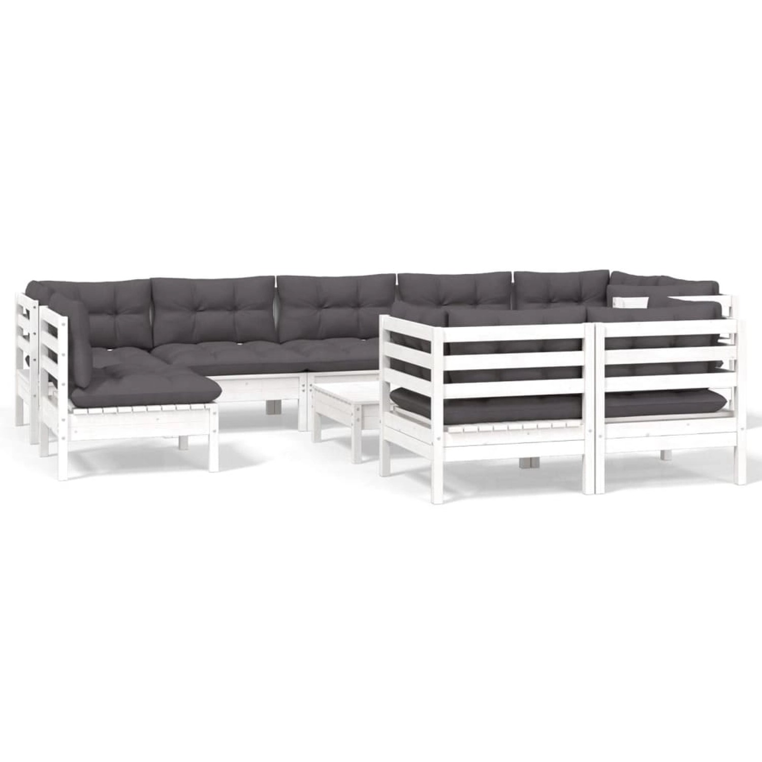vidaXL 10-Tlg Garten-Lounge-Set mit Kissen Weiß Kiefer Massivholz 3096533 günstig online kaufen