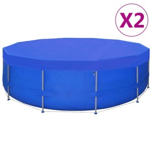 2er-Set dunkelblaue Poolabdeckung aus PE für runde Pools bis 540 cm.