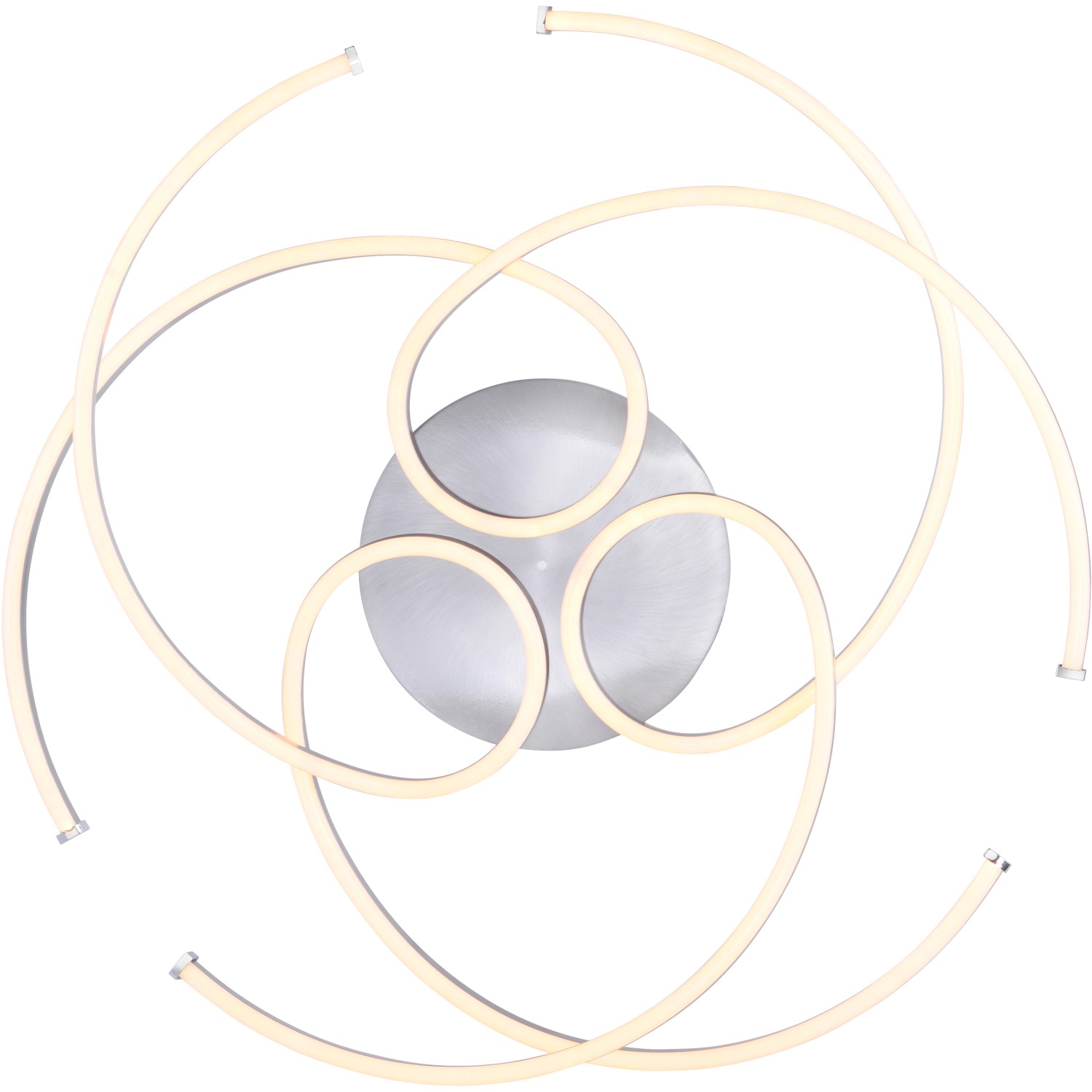 Moderne LED-Deckenleuchte Danilo, Stahl gebürstet, 70x63 cm, dimmbar.