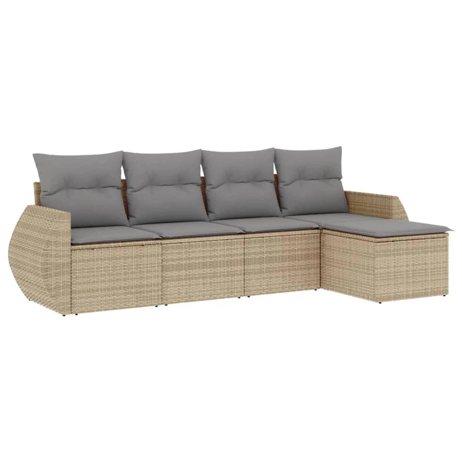 vidaXL 5-Tlg Garten-Sofagarnitur mit Kissen Beige Poly Rattan 3221288 günstig online kaufen