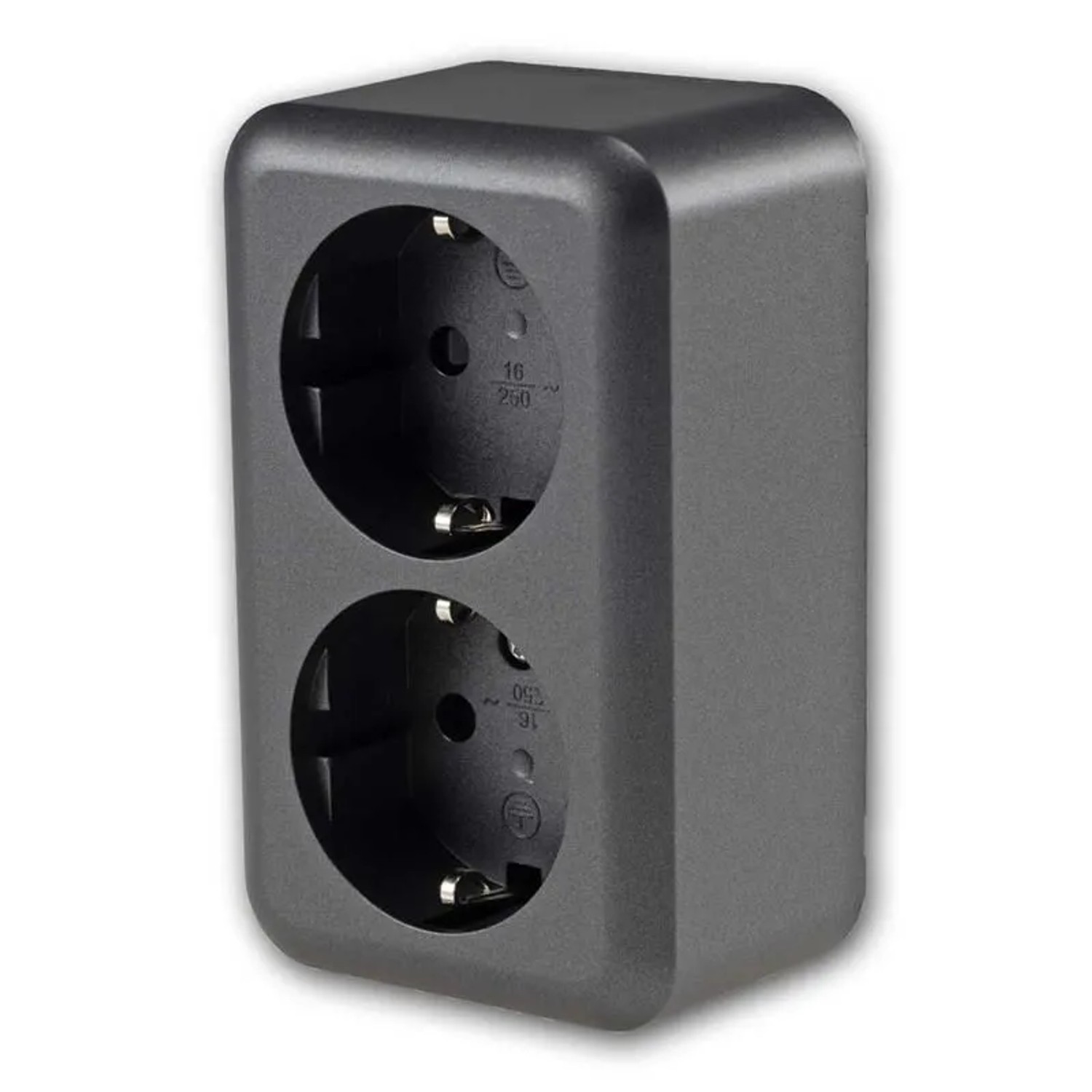ChiliTec FASKO Doppel Steckdose AP Anthrazit 250V 16A