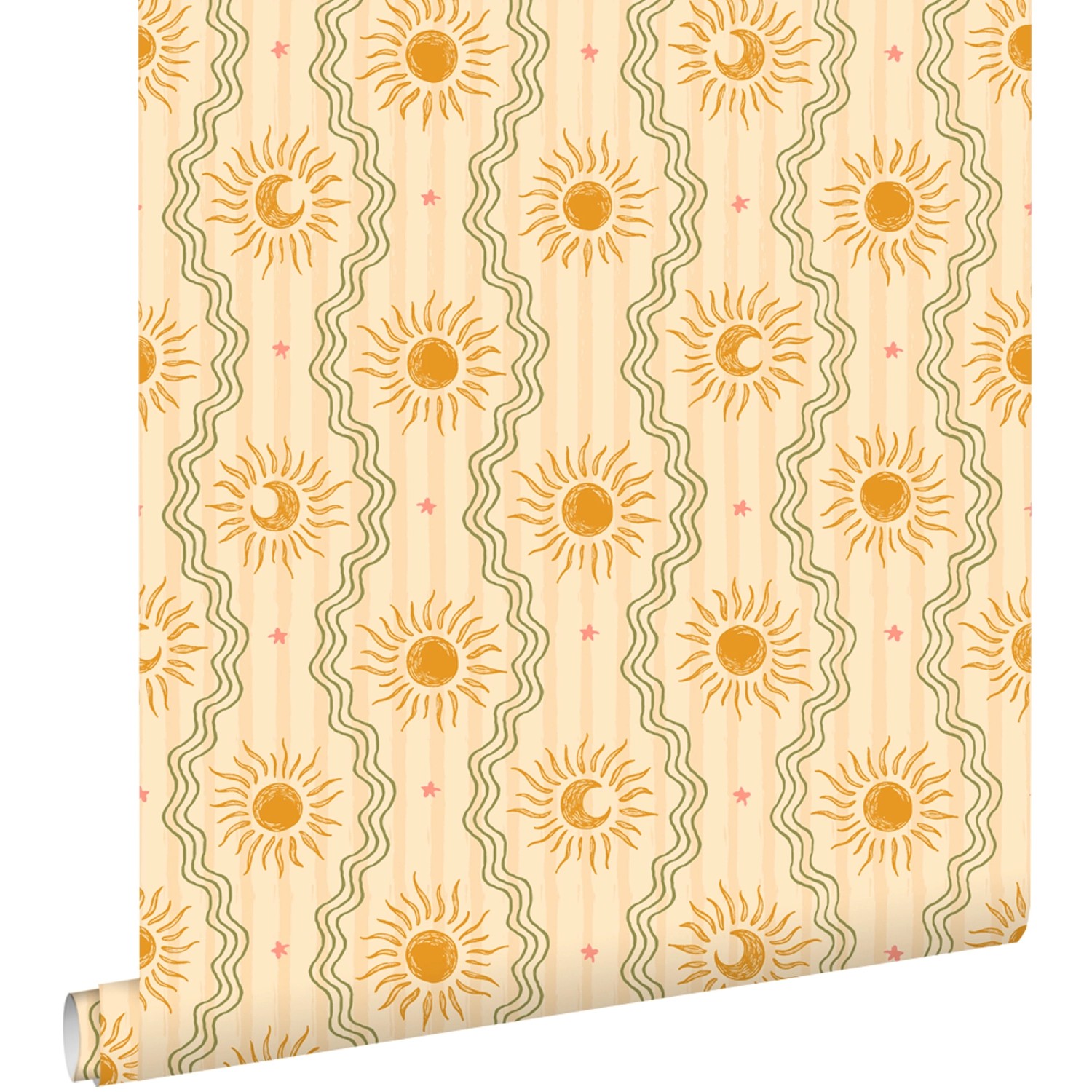 ESTAhome Tapete Retro-Ornamente Gelb Orange und Grün 50 x 900 cm günstig online kaufen