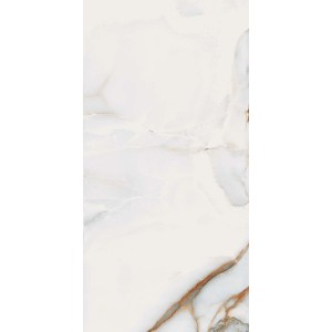 Weiße, matte Feinsteinzeug Bodenfliese 60x120 cm mit Marmor-Optik für Innen- und Außenbereich.