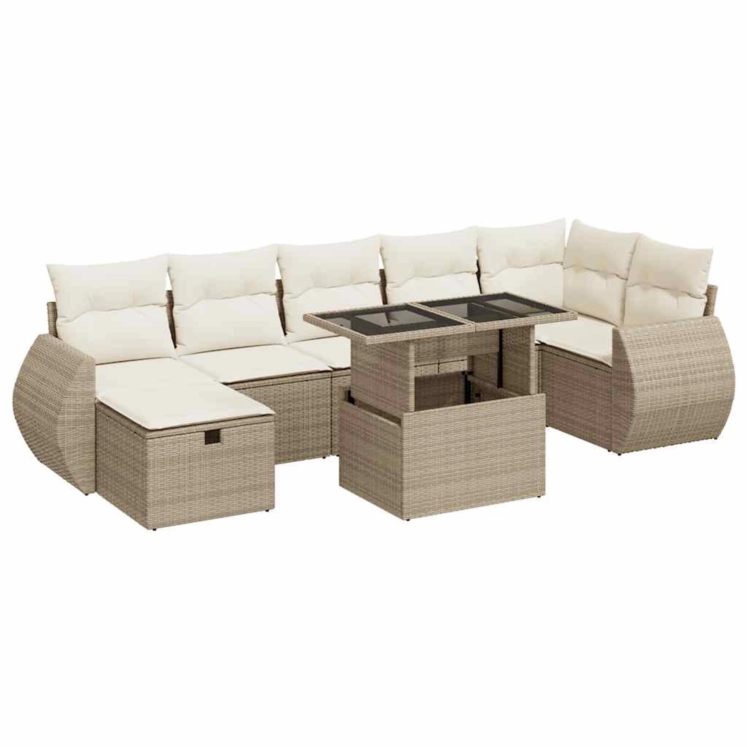 vidaXL 8-Tlg Garten-Sofagarnitur mit Kissen Beige Poly Rattan 3327908 günstig online kaufen
