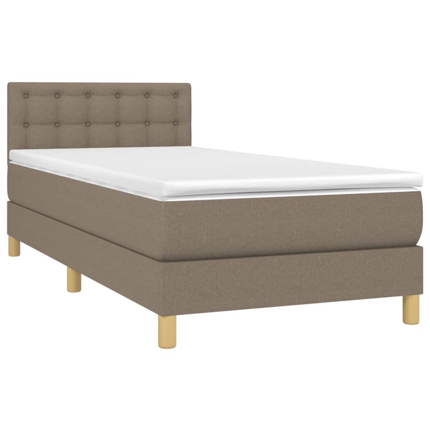 vidaXL Boxspringbett mit Matratze & LED Taupe 90x200 cm Stoff 3134009 günstig online kaufen