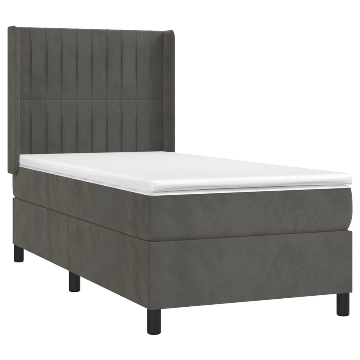 vidaXL Boxspringbett mit Matratze & LED Dunkelgrau 100x200 cm Samt 3139668 günstig online kaufen