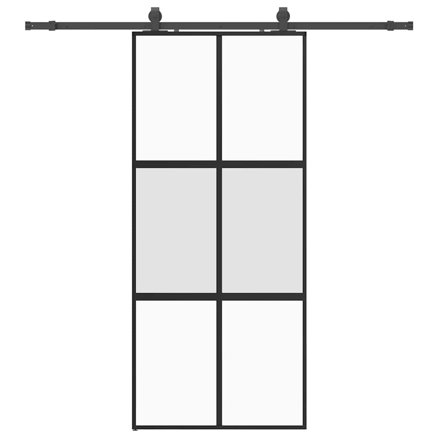 vidaXL Schiebetür mit Beschlag Schwarz 90x205 cm Hartglas 3375884 günstig online kaufen