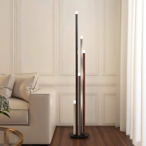 Lucande LED Stehlampe Stoika 9918008 Dimmbar Modern in Schwarz aus Metall 5-flammig Wohnzimmerleuchte