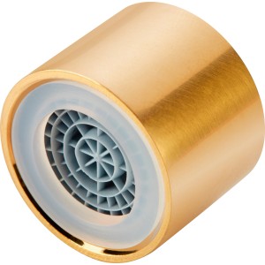 Mischdüse M22 mit Messing-Beschichtung für Armaturen, Nahaufnahme.