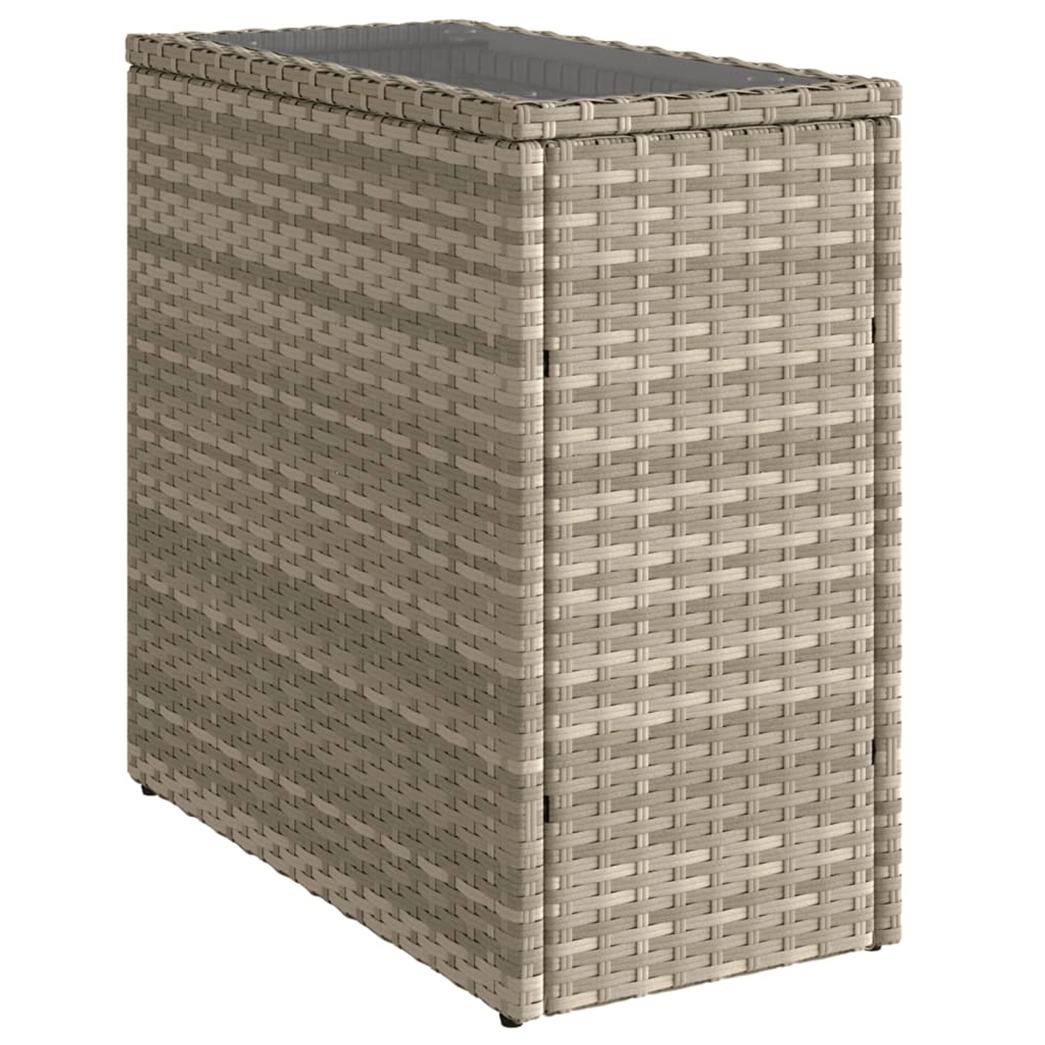 vidaXL Garten-Beistelltisch mit Glasplatte 58x27,5x55 cm Poly Rattan 366189