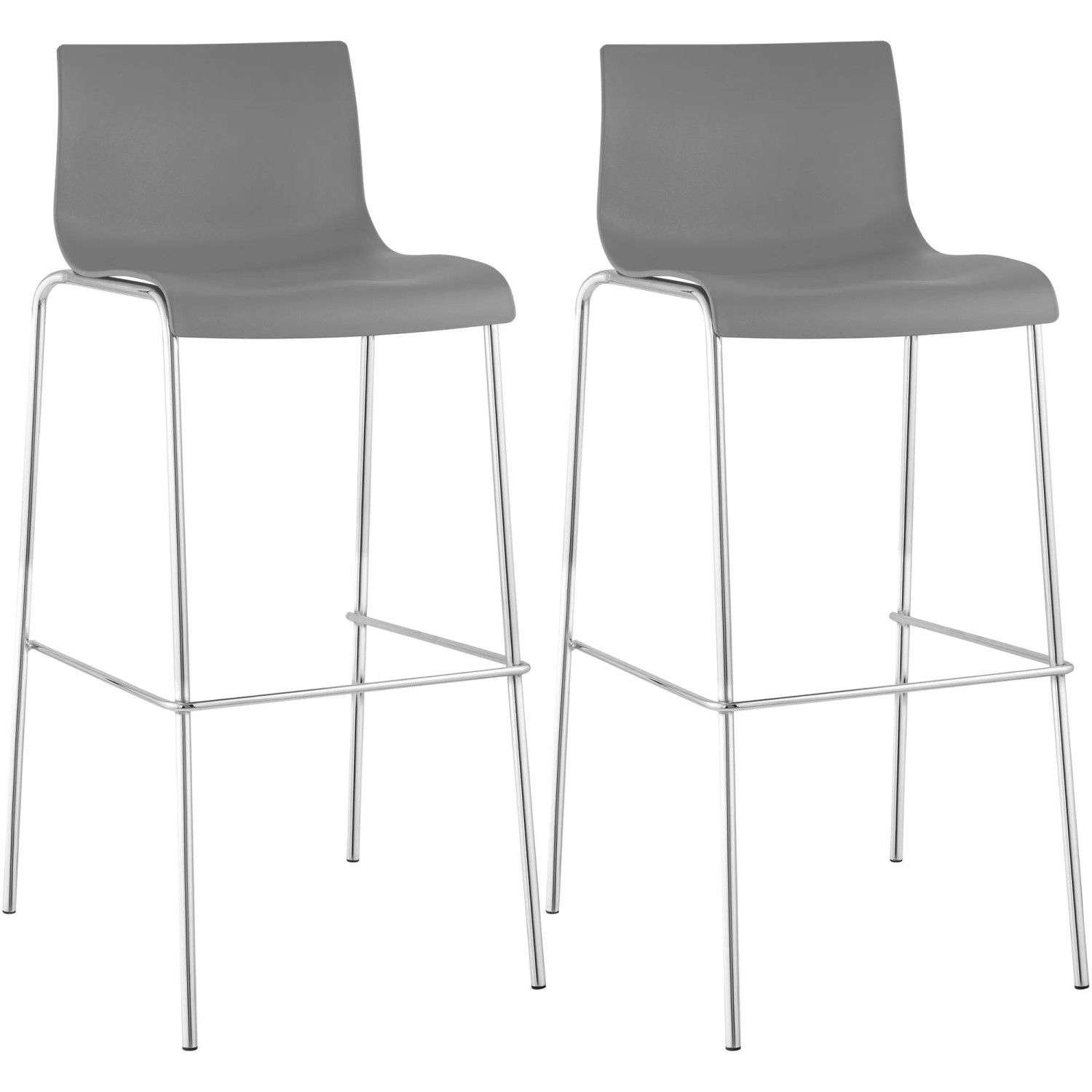 CLP 2er Set Barhocker Hover Kunststoff 4-Fuß Gestell Grau/Chrom