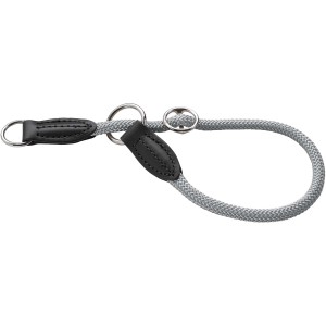 Graue Hunter Dressurhalsung Eiby Freestyle, Größe S, aus robustem Taumaterial mit Lederapplikationen.