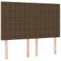 Dunkelbraunes Boxspringbett Kopfteil 140x200 cm mit Stoffbezug und Knopfheftung.