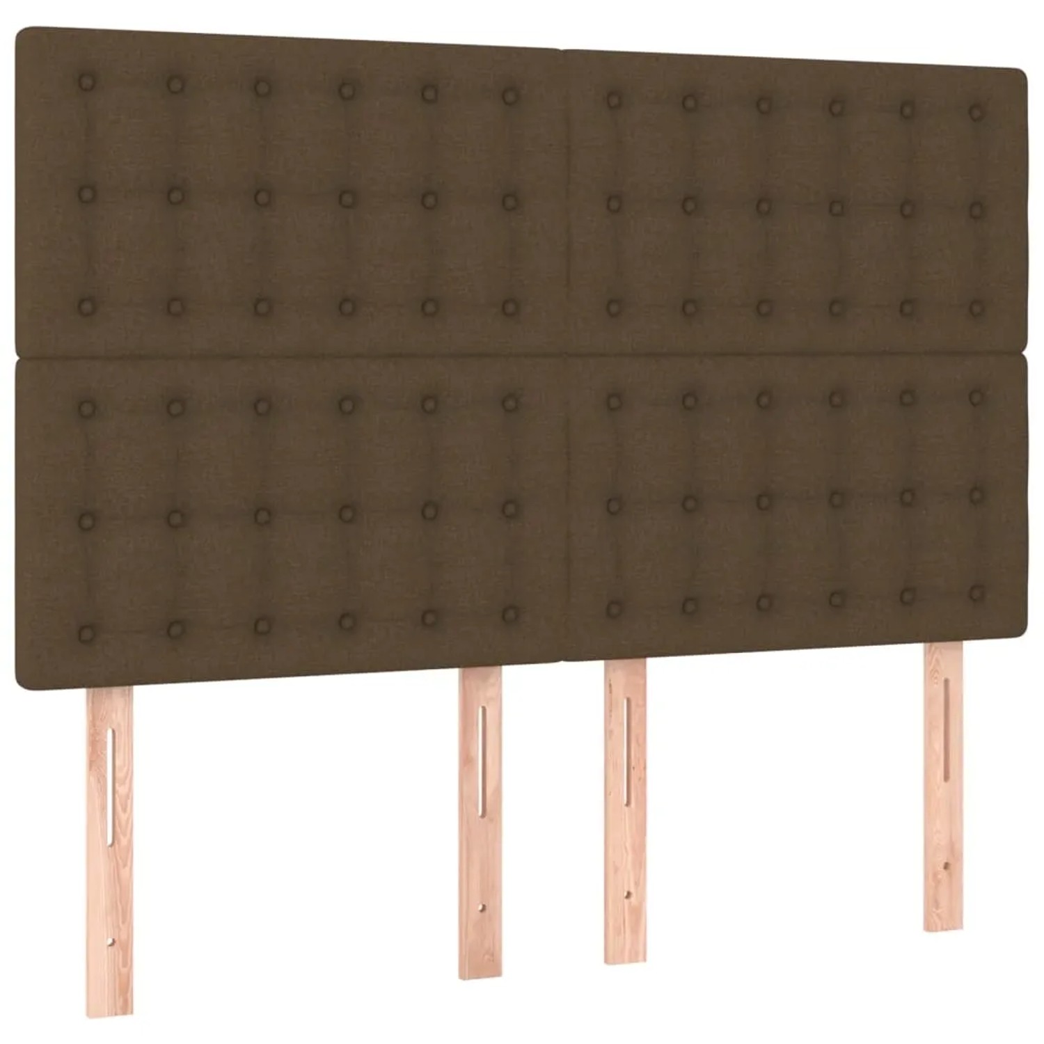 Dunkelbraunes Boxspringbett Kopfteil 140x200 cm mit Stoffbezug und Knopfheftung.