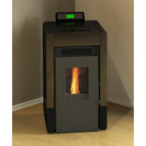 Schwarzer SCHENGER Pelletofen HLP3402 mit Flamme und Display, Kategorie Pelletöfen.