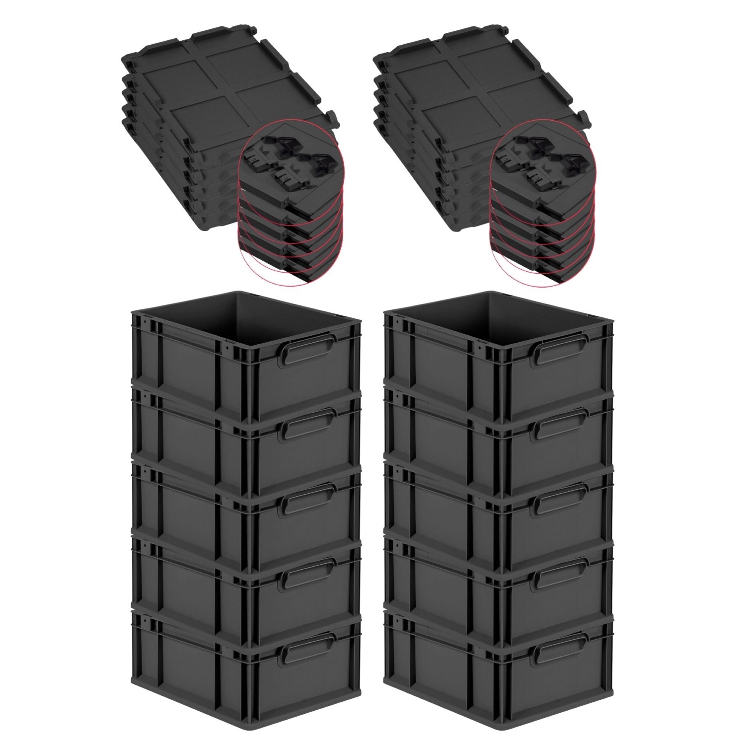 PROREGAL SuperSparSet 10x Eurobox Nextgen Grip Mit Scharnierdeckel Und Schw günstig online kaufen