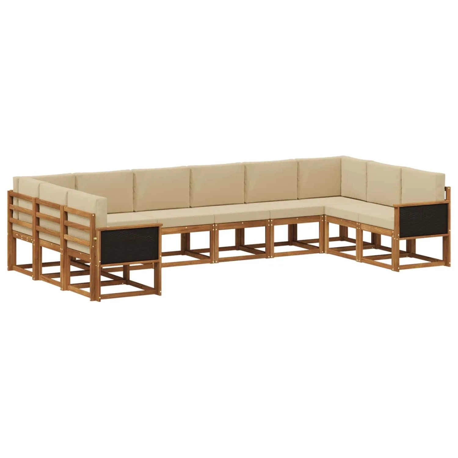 vidaXL Outdoor-Sofagarnitur 10 Stk Natur und Beige Massivholz Akazie 3385564