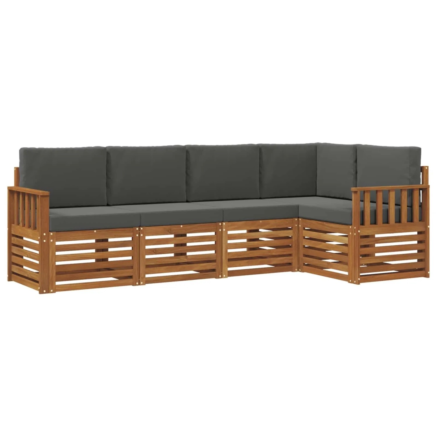 vidaXL Sofagarnituren 5 Tlg Natur und Anthrazit Massivholz Akazie 3374802