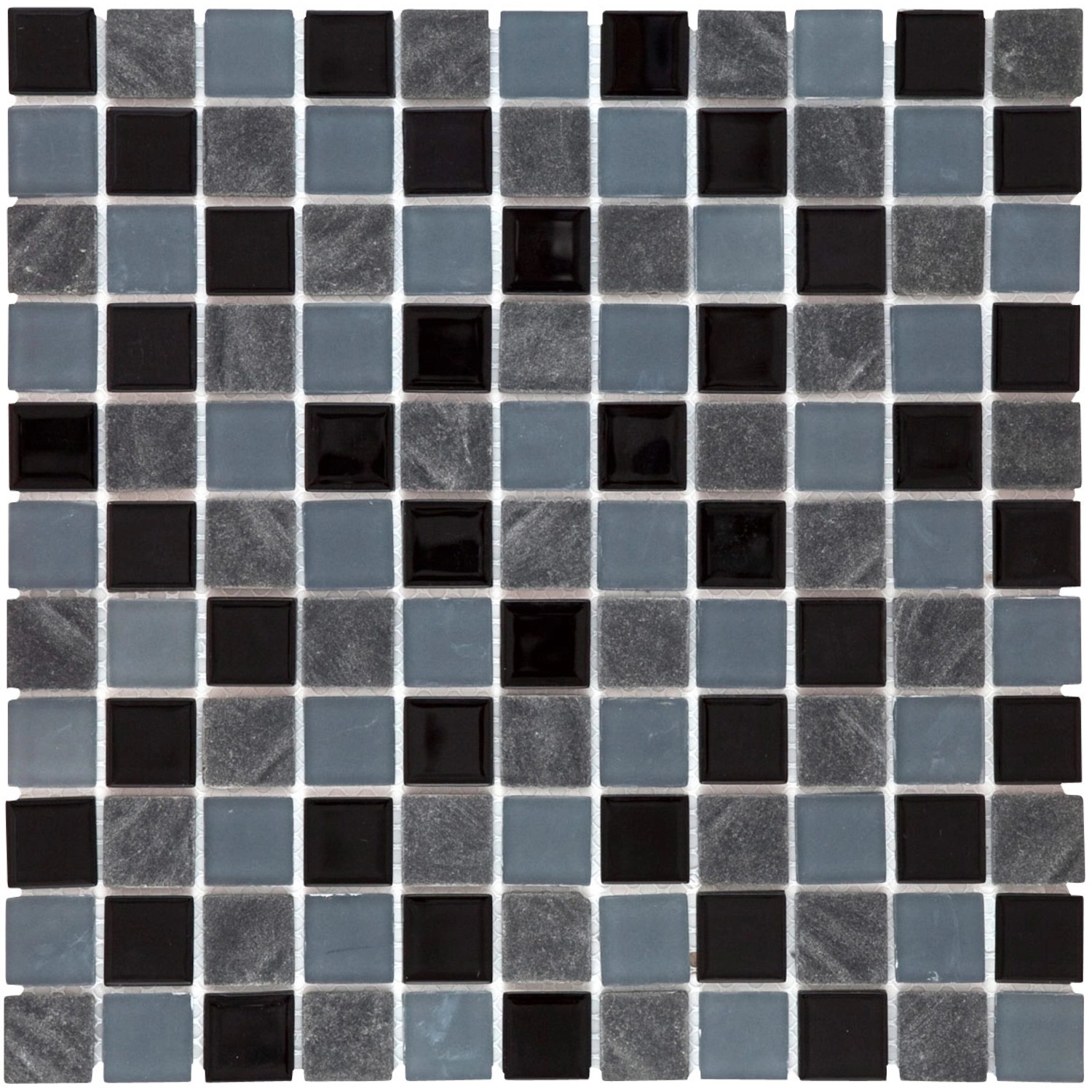 Mosaikmatte Glas Naturstein Schwarz 30 cm x 30 cm