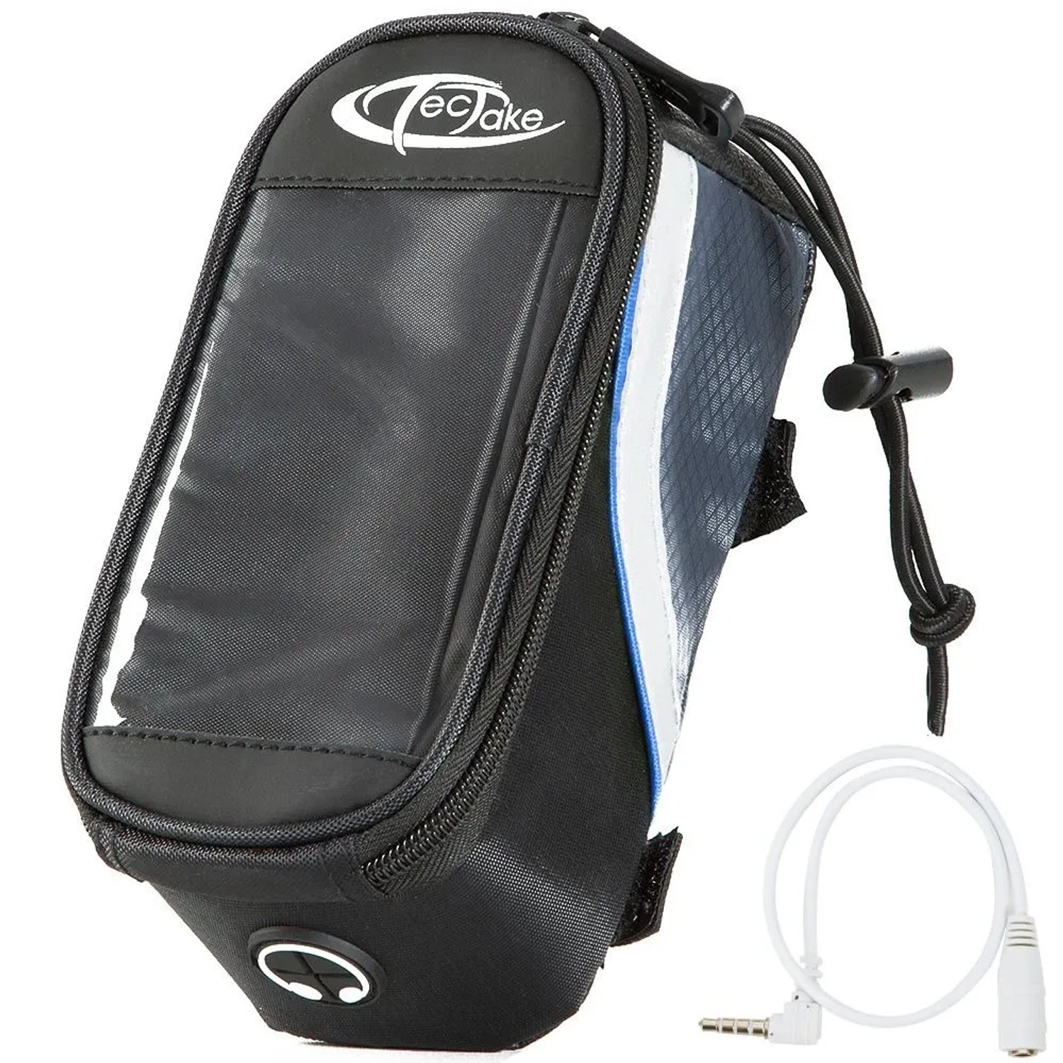 Tectake Fahrradtasche  Mit Rahmenbefestigung Wasserabweisend 18 x 8 5 x 8 5 cm 18 x 8 50 x 8 50 cm Schwarz Grau Blau