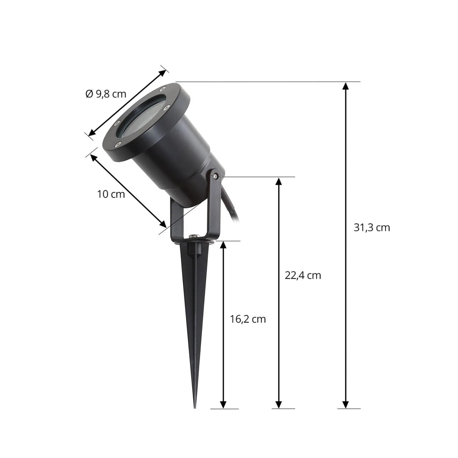 Lindby Thorgal Außenleuchte 3er Set, schwarz, mit Maßen für Garten & Terrasse.