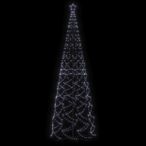 Kegelförmiger LED-Weihnachtsbaum, kaltweiß, 160x500cm, mit Sternspitze. Dekorative Weihnachtsbeleuchtung.