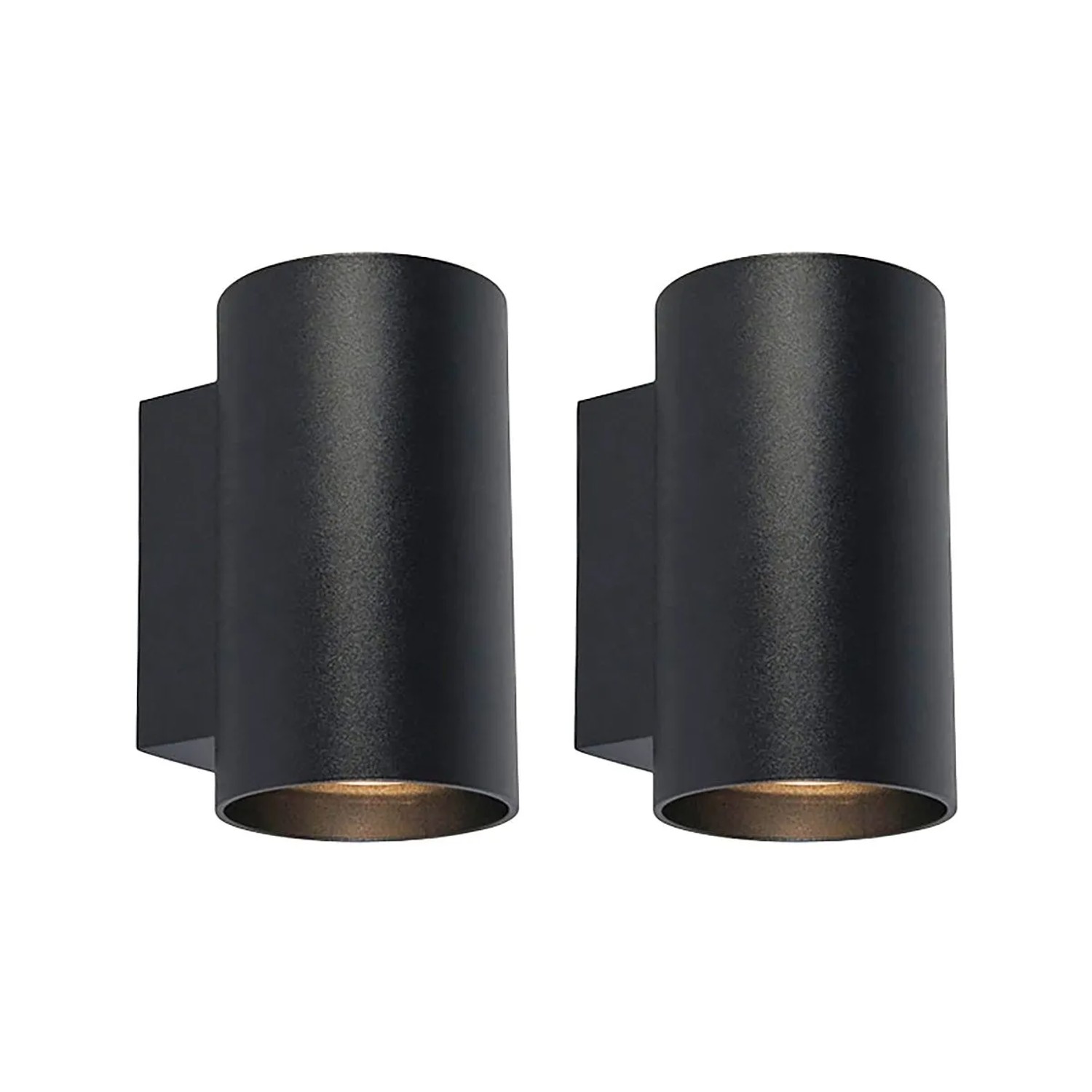 QAZQA Set aus 2 Modernen Wandleuchten Schwarz Rund Sandy