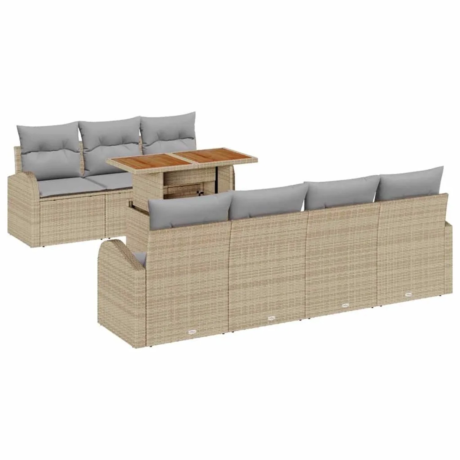 vidaXL Garten-Sofa-Set mit Kissen 8-Tlg Beige und Hellgrau 3349545