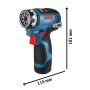 Bosch Professional GSR 12V-15 FC Akku-Bohrschrauber mit Maßen 115x181mm.