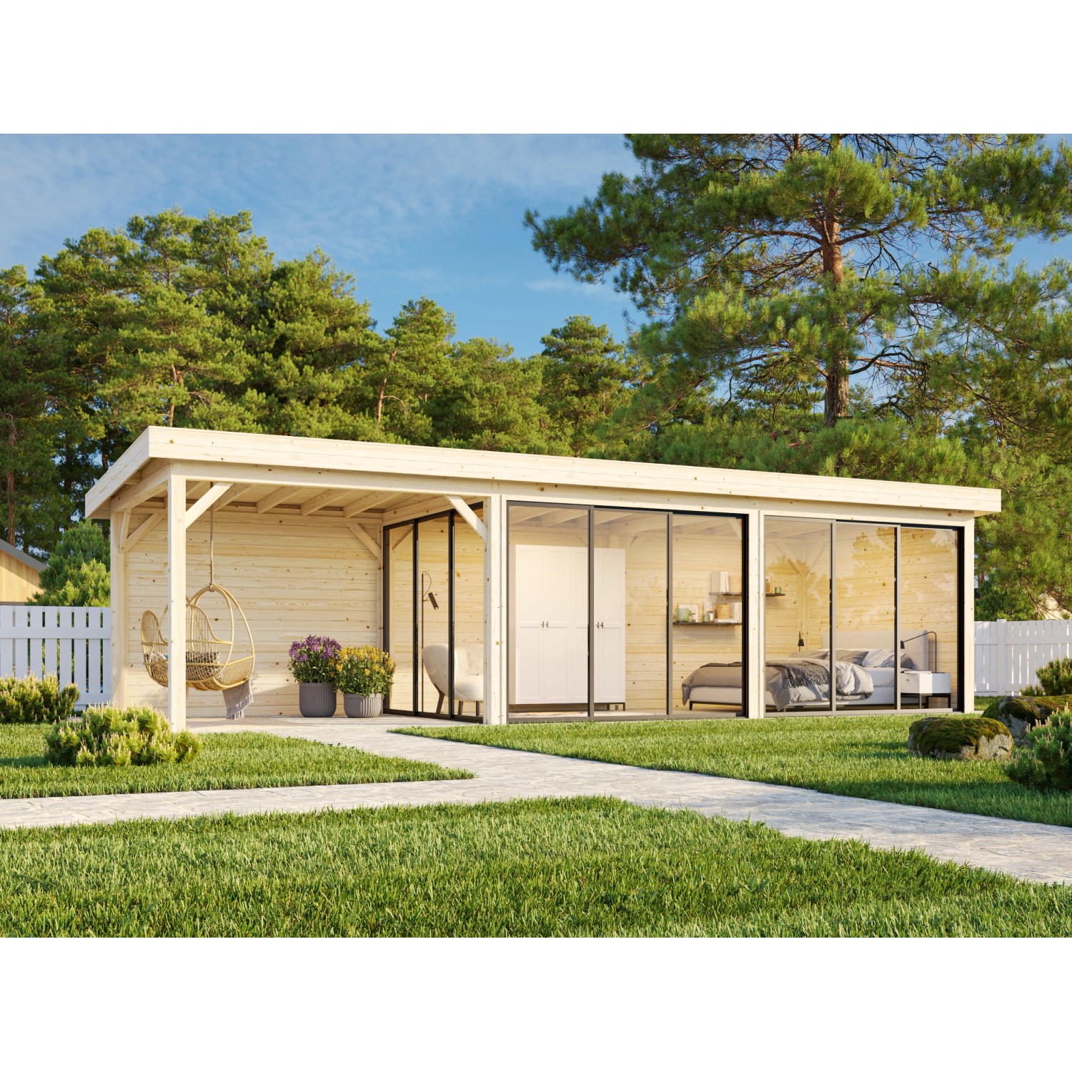Palmako Pavillon Lenna Set 417 Slide 876 x 300 cm Lackiert Weiß FSC® günstig online kaufen