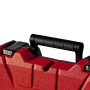 Einhell E-Box Werkzeugkoffer, roter Koffer mit schwarzem Tragegriff.
