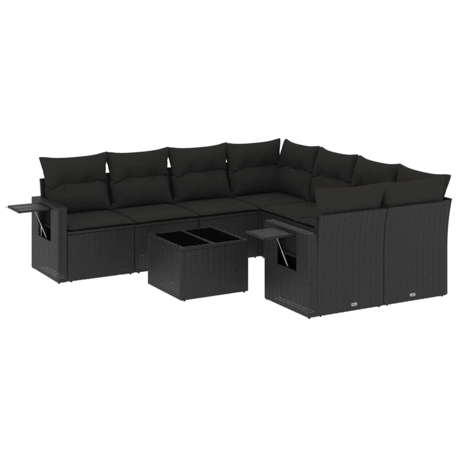 vidaXL 9-Tlg Garten-Sofagarnitur mit Kissen Schwarz Poly Rattan 3219954 günstig online kaufen