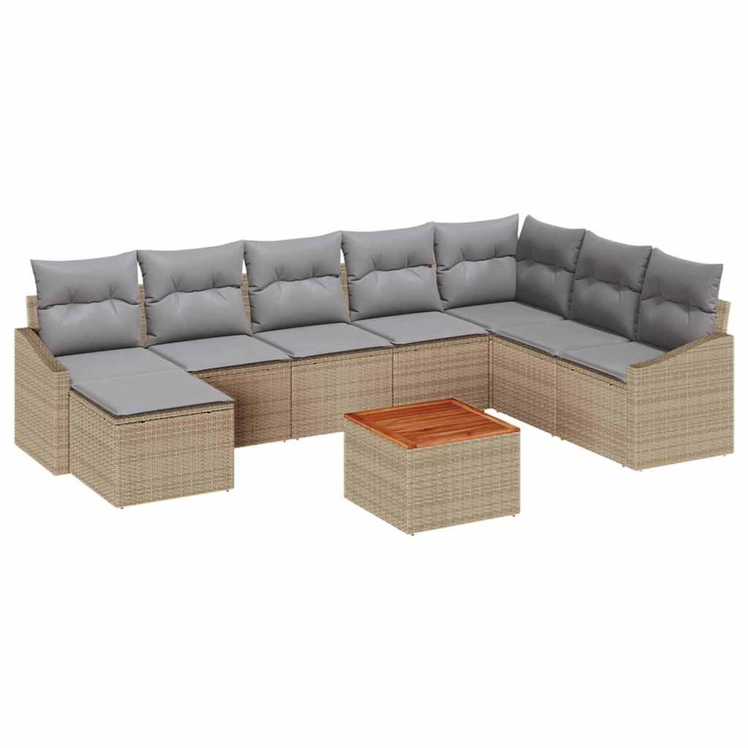 vidaXL Garten-Sofa-Set mit Kissen 9-Tlg Beige Poly Rattan 3347868 günstig online kaufen