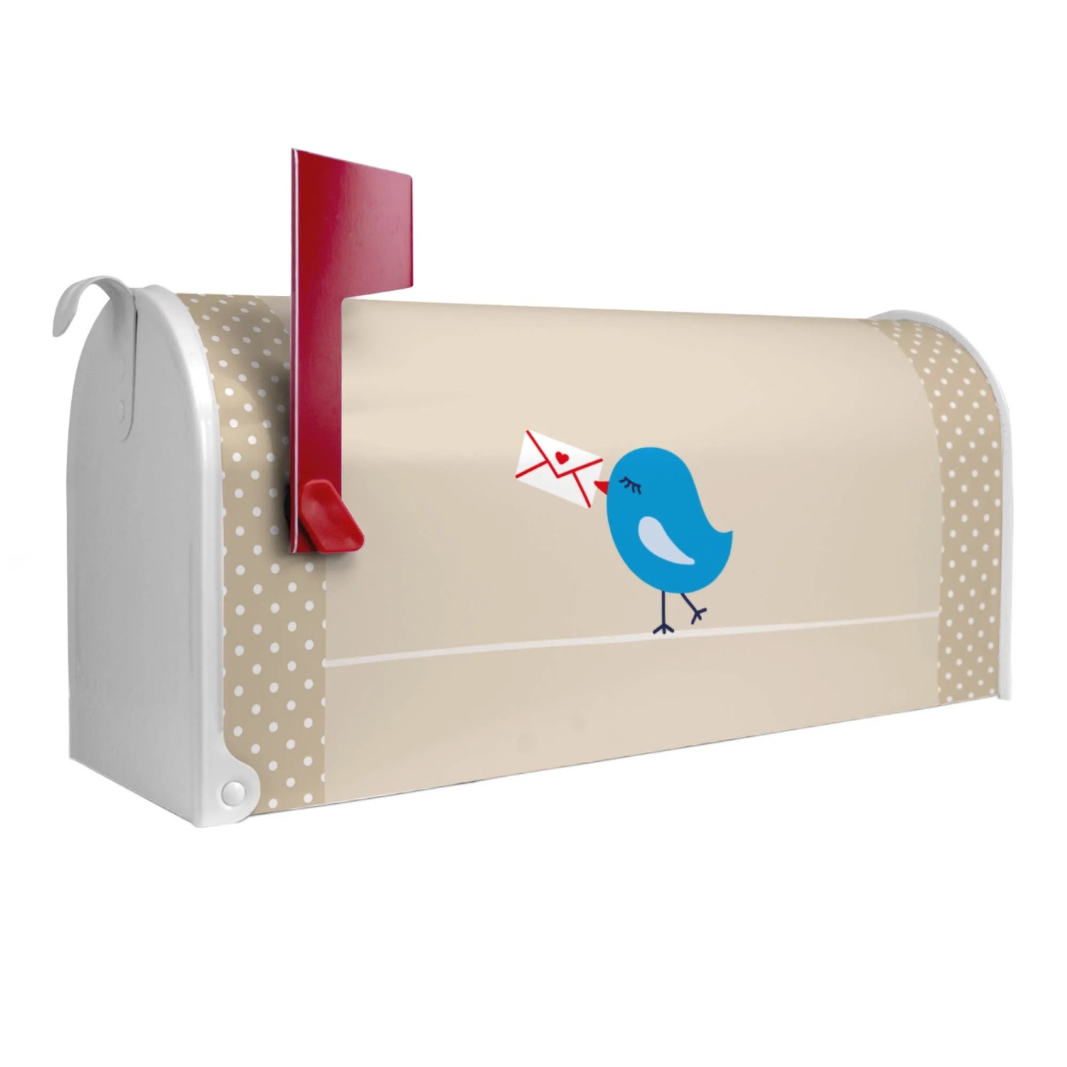 Banjado Amerikanischer Briefkasten Weiß  48x22x16cm - US Mailbox / Letterbox Postkasten Stahl / Pulverbeschichtet Motiv Wt Liebesbrief