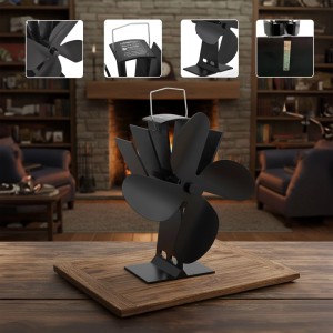 Relaxdays Ofenventilator Aluminium Schwarz, wärmebetrieben, für Kamine & Öfen. Effiziente Wärmeverteilung.