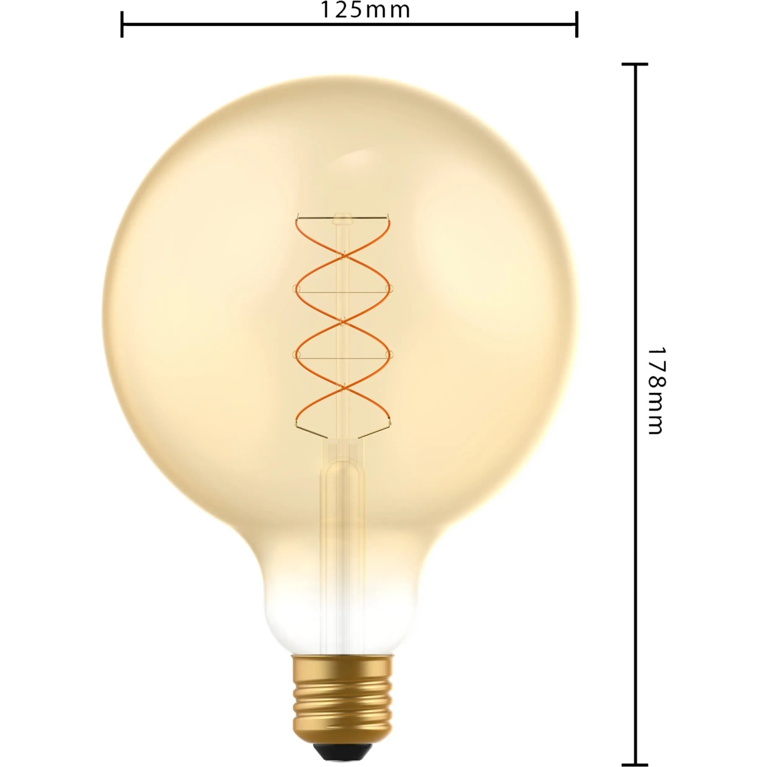 LED-Filament Leuchtmittel E27 Globe G125, 4W, extra warmweiß, dimmbar.
