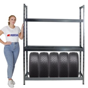 PROREGAL Reifenregal Tiger XL, verzinkt, mit Reifen. Ideal für Garage & Werkstatt.