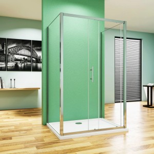 Duschparadies U Duschkabine 120 x 80 x 80 x 190cm U-Kabine Schiebetür Mit Seitenwand 5mm ESG Sicherheitsklarglas Dusche Duschabtrennung Verchromt
