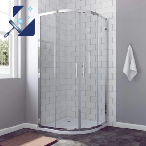 Aquabatos Viertelkreis-Duschkabine Runddusche 6 mm ESG Sicherheitsglas Duschabtrennung Schiebetür 80 x 80 x 195 cm Duschtrennwand Glaswand Rund Dusche